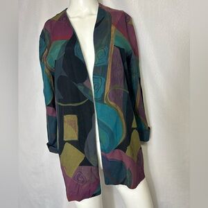 VINTAGE JUST IN THYME LTD SIZE 12 OPEN FRONT BLAZER Multicolored